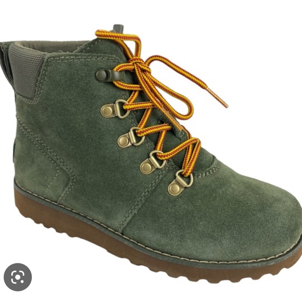 UGG Kids Hilmar CWR Waterproof Lace Up Green Suede Boots